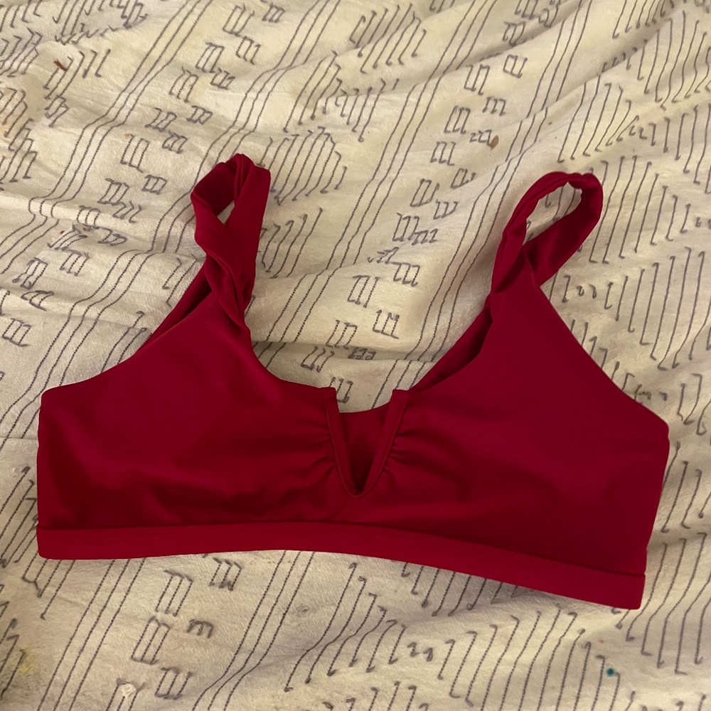 V Wired swimsuit in a deep red
